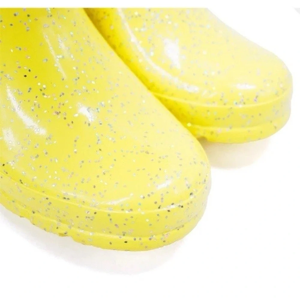 Girl's Hunter Original Giant Glitter Yellow Waterproof Rain Rubber‎ Boot Size 5